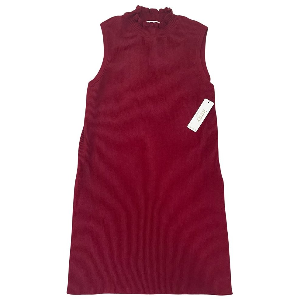 NWT Laundry Shelli Segal Womens Red Sleeveless Sweater Tunic Side Slits Medium